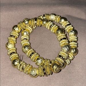 Vintage gold  tone Beaded elastic bracelet